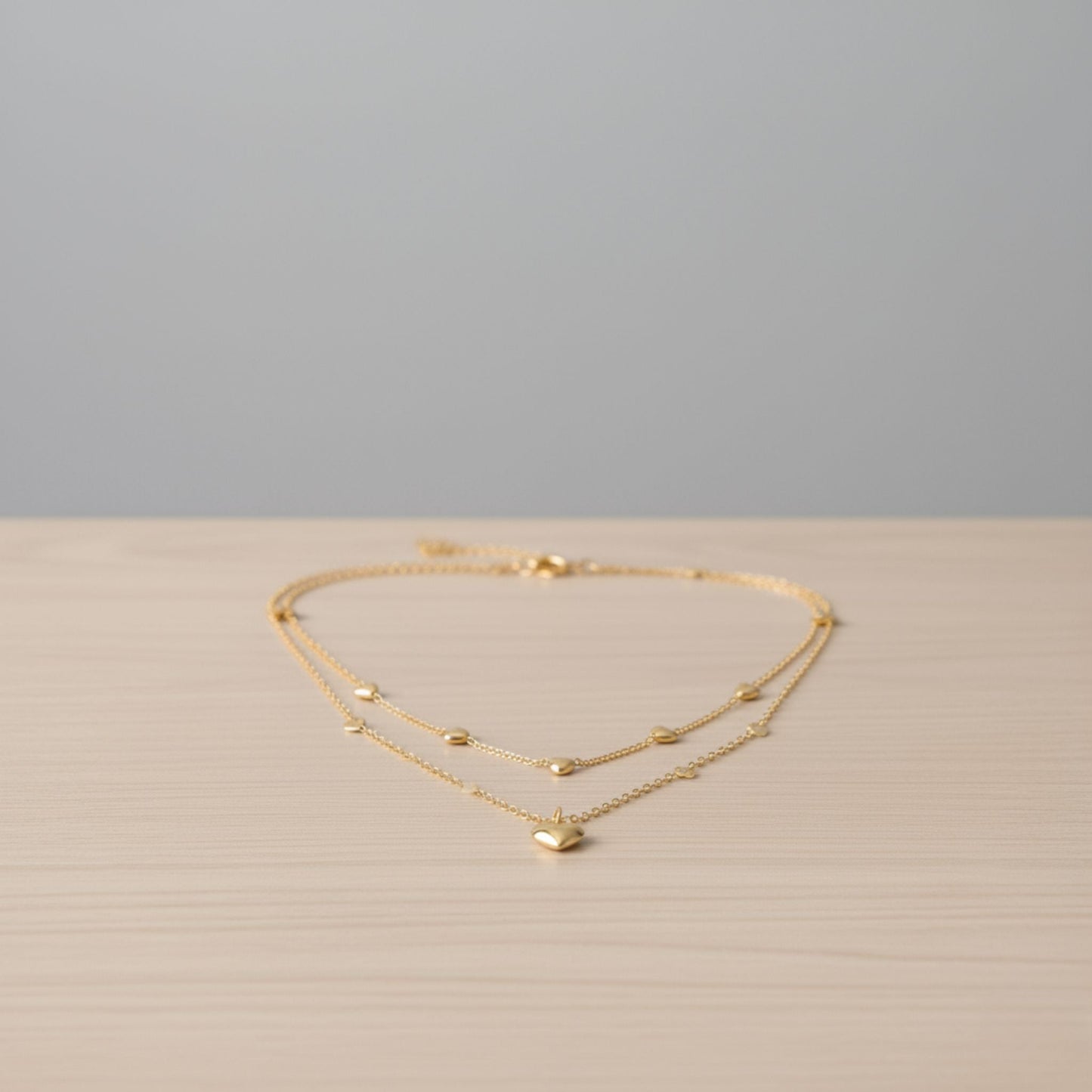 Vintage Double Heart Pendant Necklace