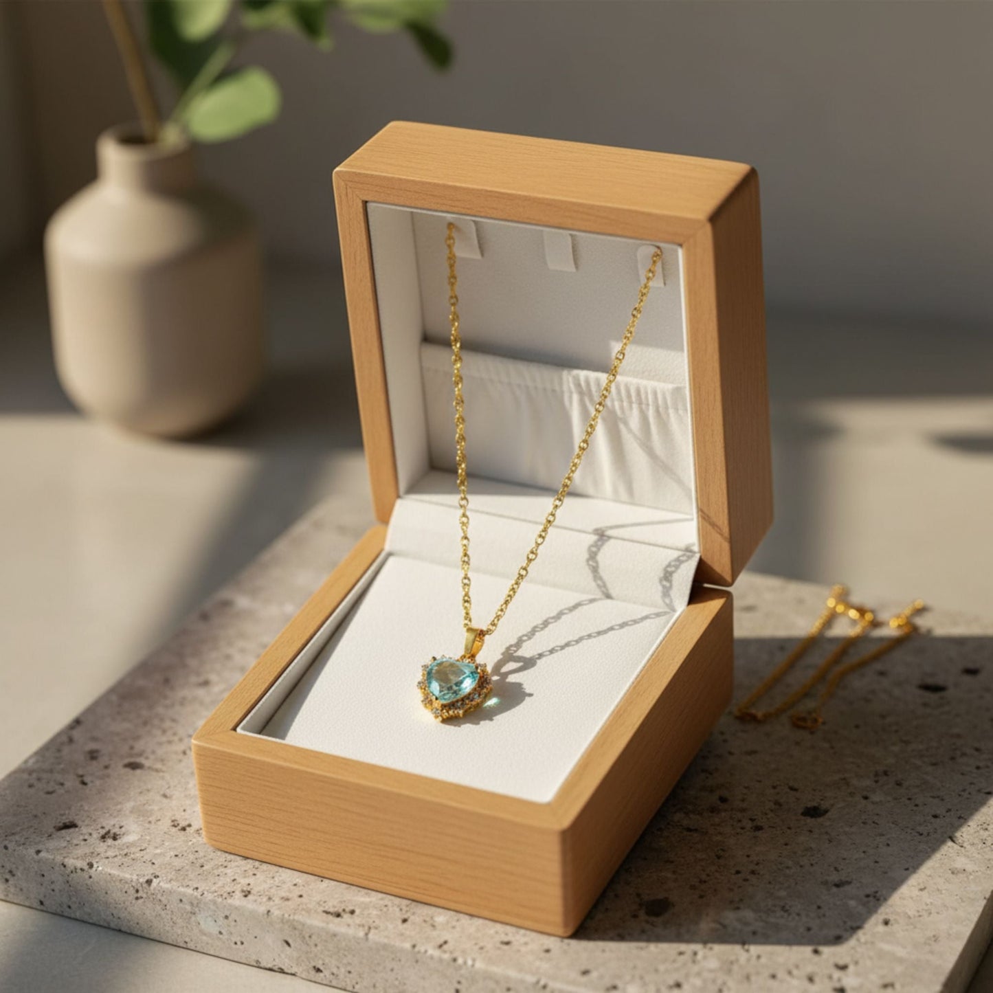 Gold Heart Pendant Necklace with Colorful Rhinestones