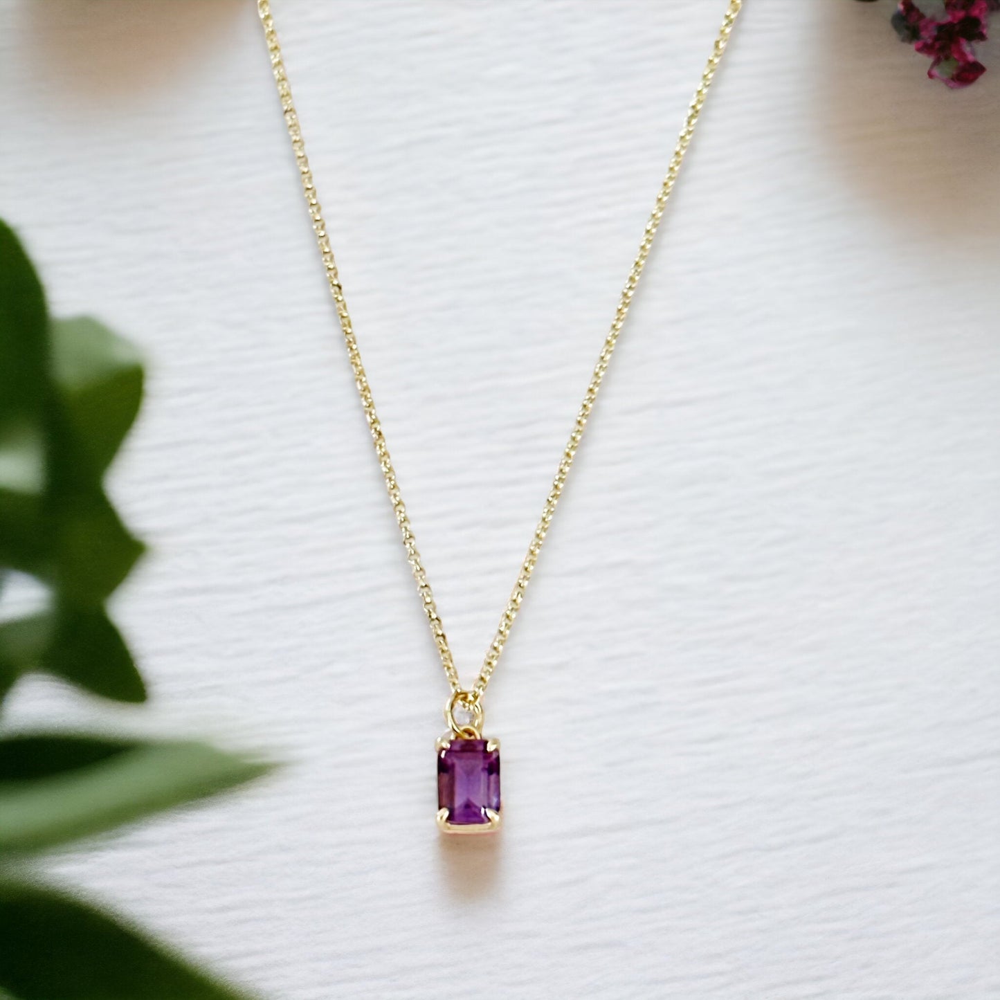 Violetta Amethyst Baguette Necklace-Lydieannejewelry
