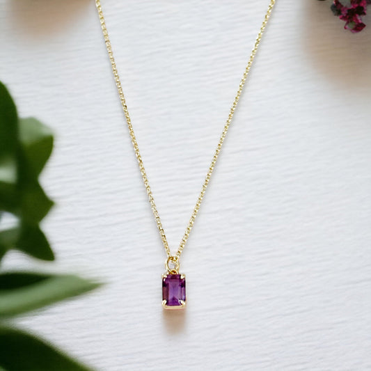 Violetta Amethyst Baguette Necklace-Lydieannejewelry