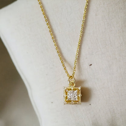 Illaria Square Baguette Necklace-Lydieannejewelry