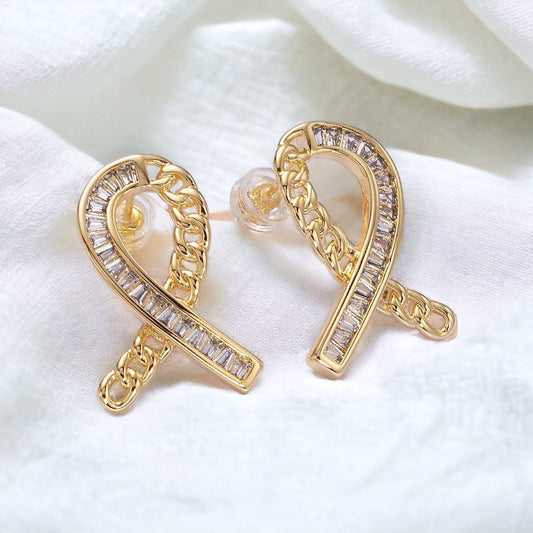 Cancer Awareness Ribbon Earrings - Gold or Silver-Lydieannejewelry