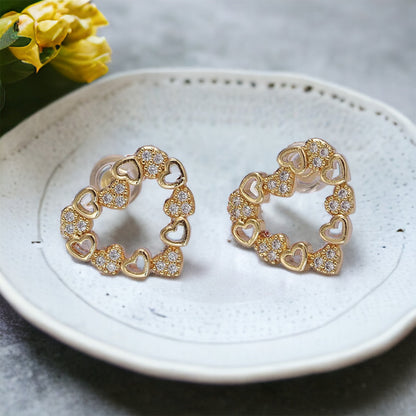 Paolina heart stud earrings-Lydieannejewelry