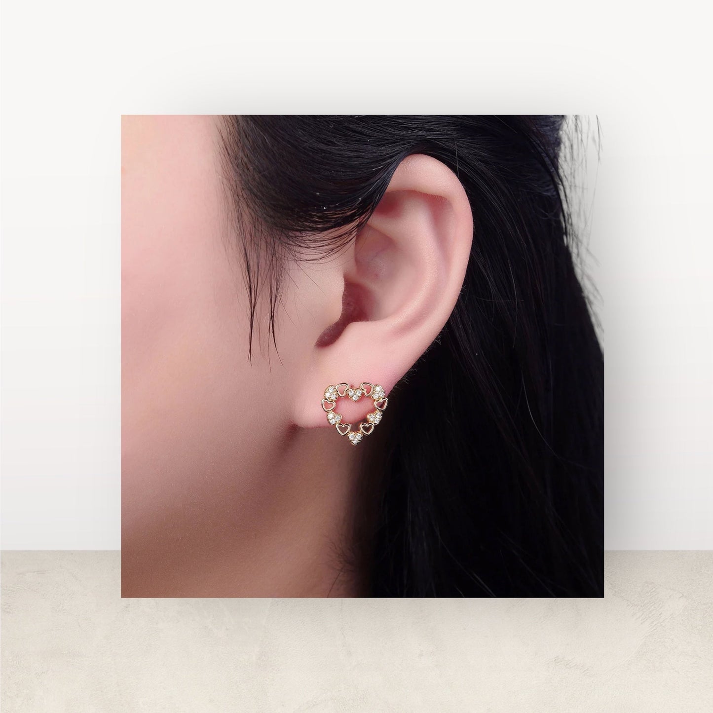 Paolina heart stud earrings-Lydieannejewelry