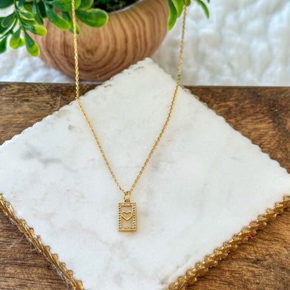 Carita Dainty Heart Tag Necklace-Lydieannejewelry