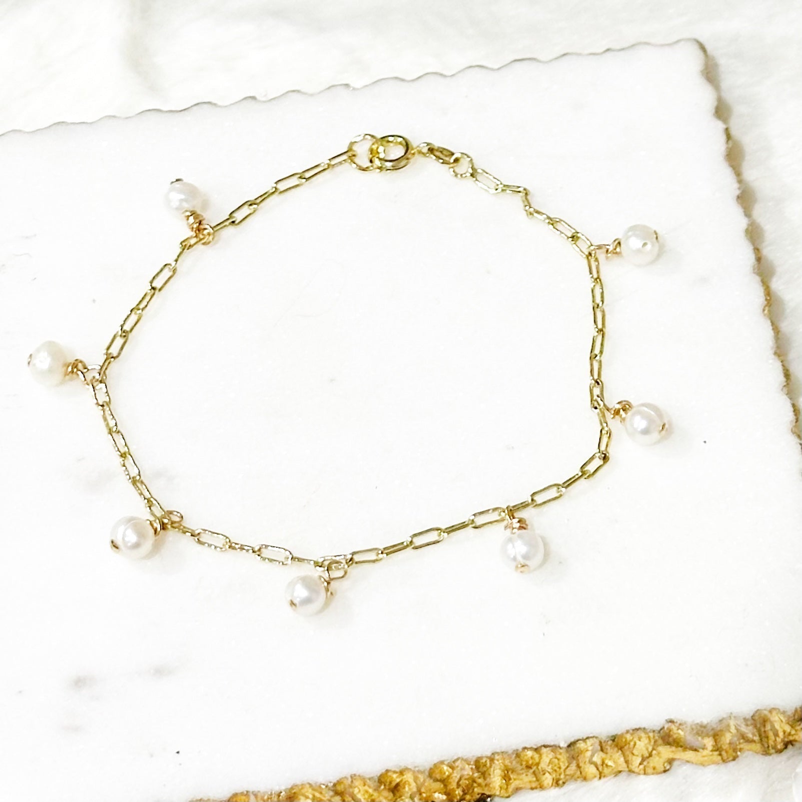 Gina Mini Pearl Charm Bracelet-Lydieannejewelry