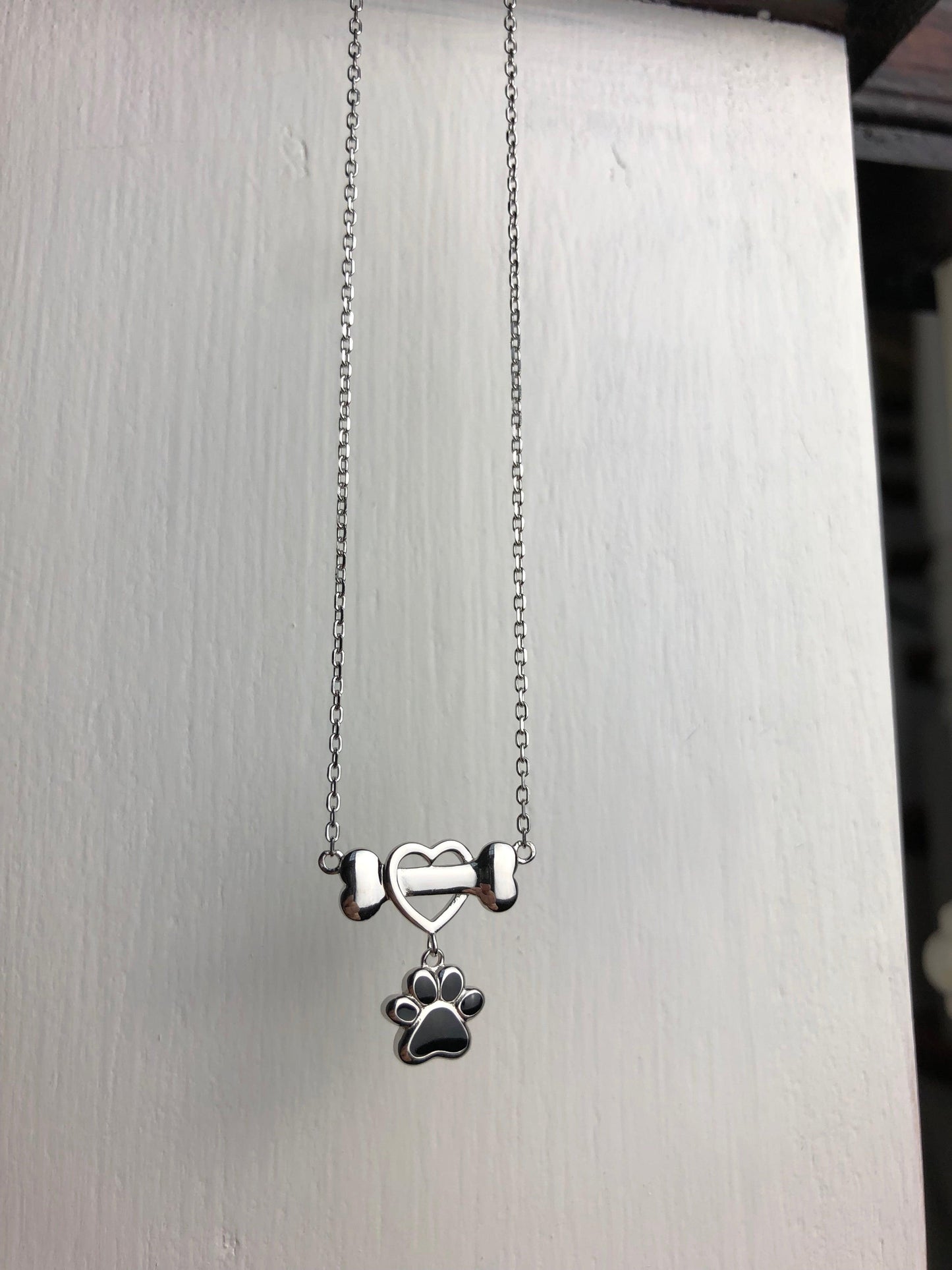 Dainty Dog Paw Necklace in Stainless Steel