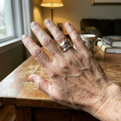 Silver Golden Threads Ring