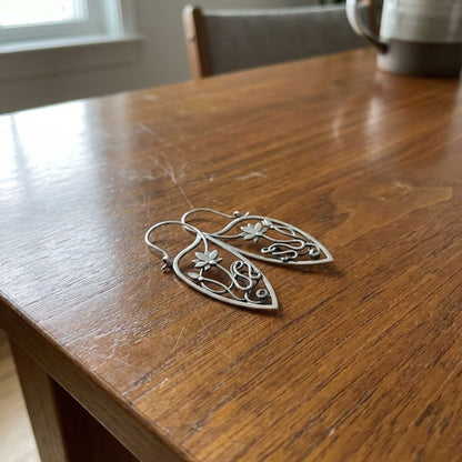 Sterling Silver Lotus Flower Earrings