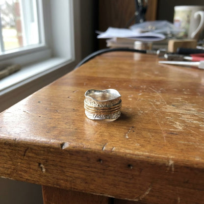 Vintage Spinner Thin Gold & Silver Ring