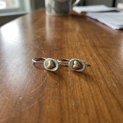 Vintage Gold Inlaid Heart Earrings