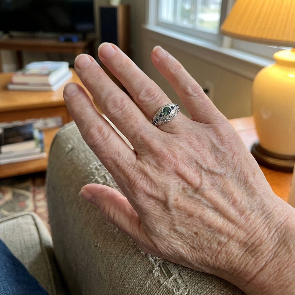 Vintage Blue Green Silver Bright Ring
