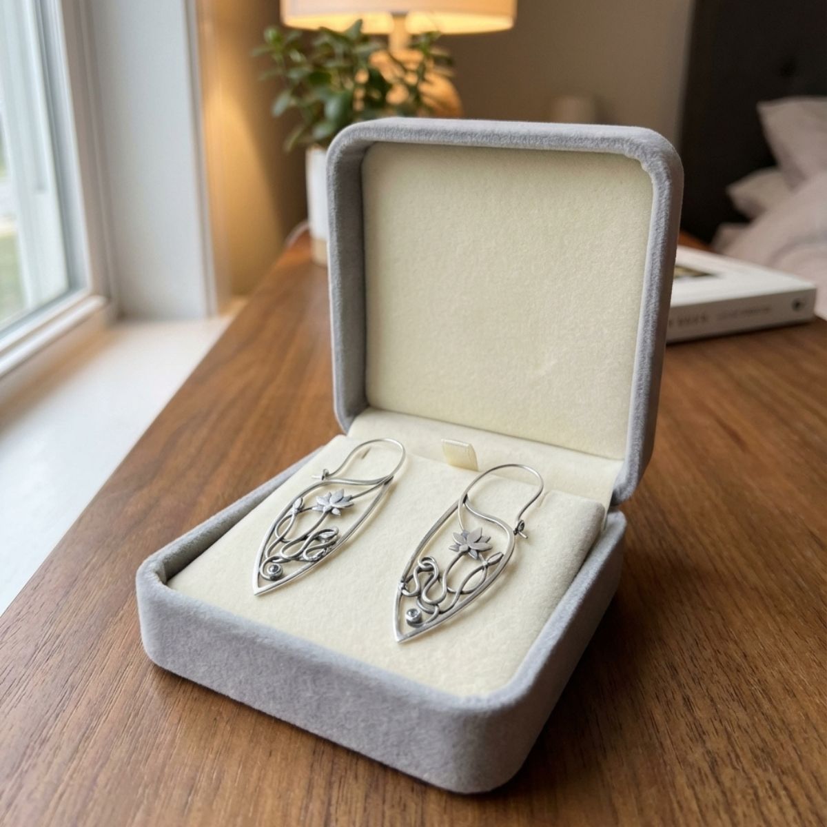 Sterling Silver Lotus Flower Earrings