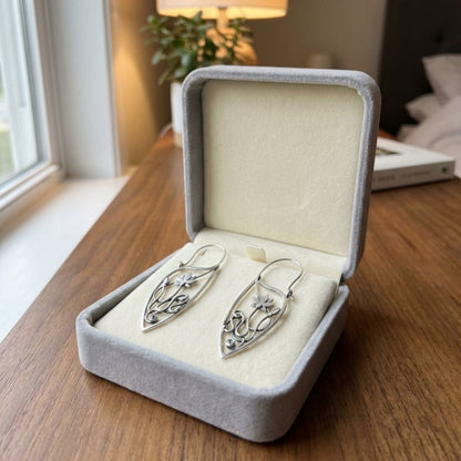 Sterling Silver Lotus Flower Earrings