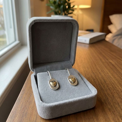 Vintage Gold Inlaid Heart Earrings