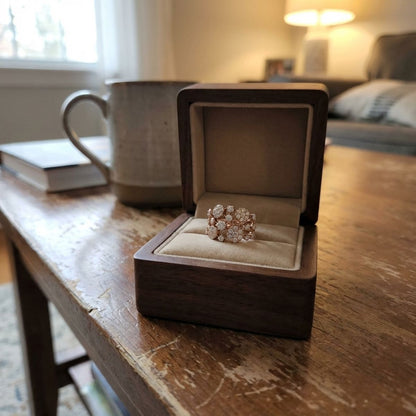 Vintage Inlaid Bright Stones Rose Gold Ring