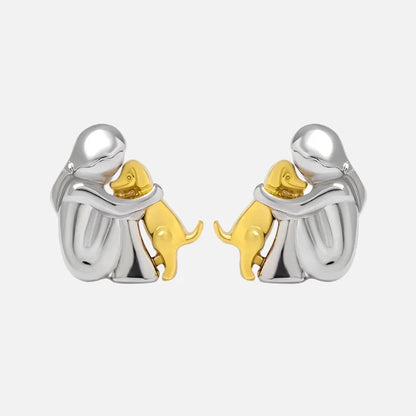 Silver and Gold Two-Tone Hug Earrings
