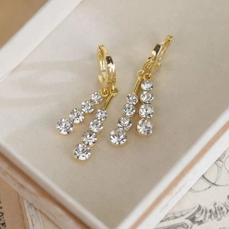 Zirconia Pendant Earrings in Gold