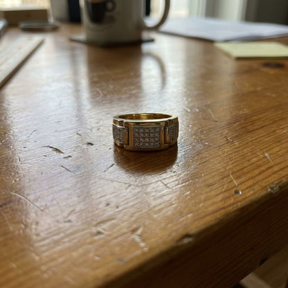 Vintage Golden Inlaid Zirconia Ring