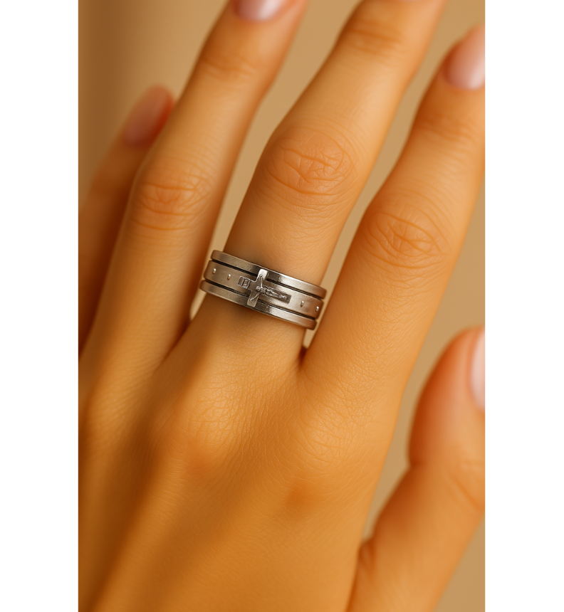 Vintage Religious Cross Silver Ring-Lydieannejewelry