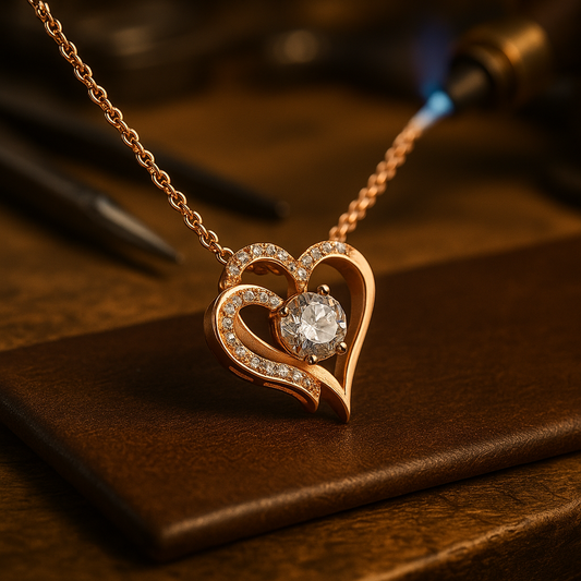 Double Heart Design with Sparkling Zirconia