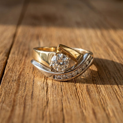 Vintage Irregular Gold & Silver Zirconia Ring