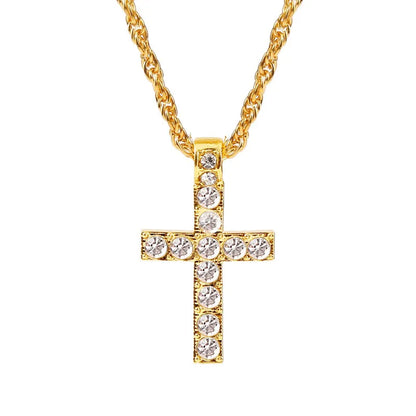 Retro Gold & Silver Cross Pendant Necklace