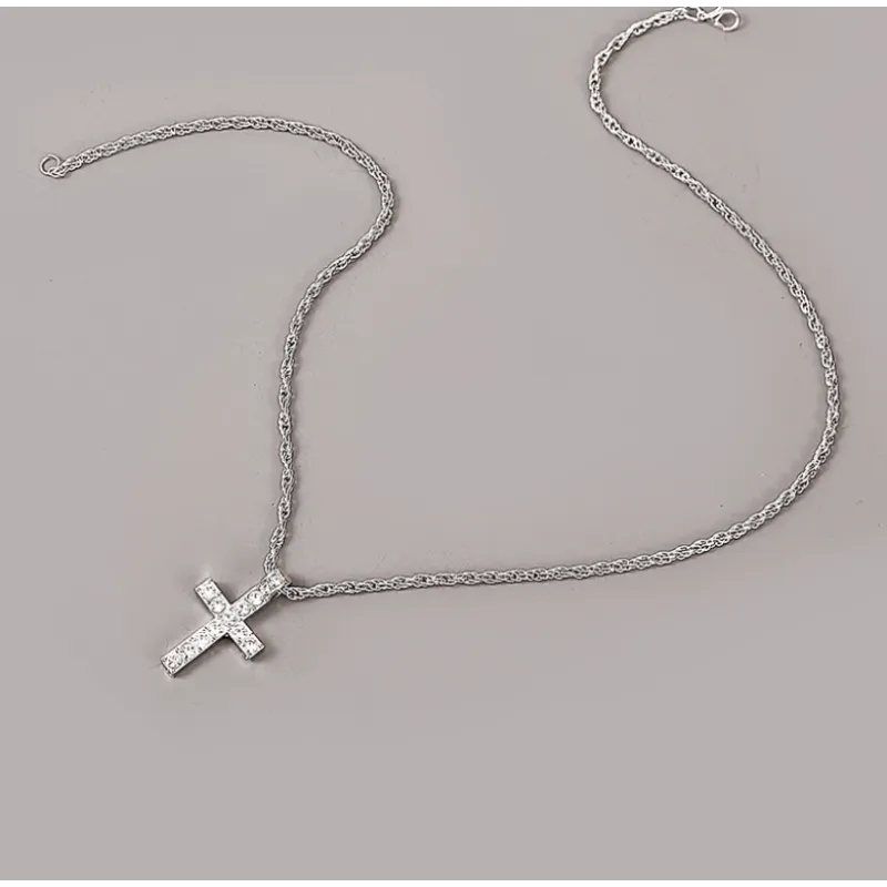 Retro Gold & Silver Cross Pendant Necklace