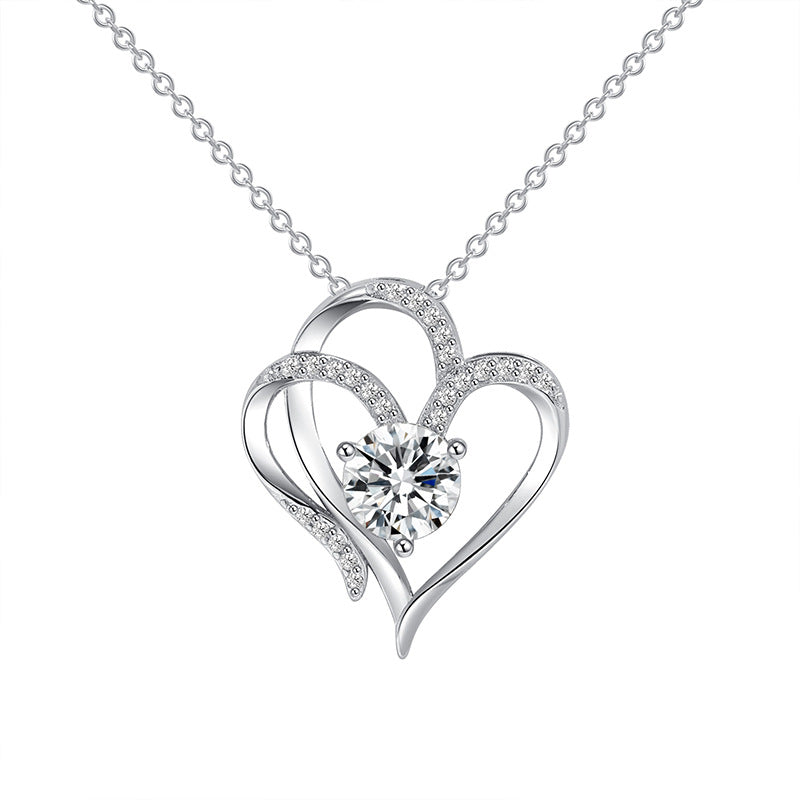 Double Heart Design with Sparkling Zirconia
