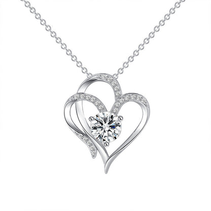 Double Heart Design with Sparkling Zirconia