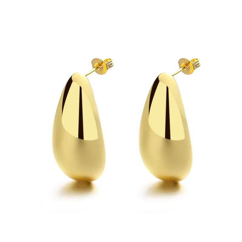 Elegant Gold Water Drop Glossy Earrings