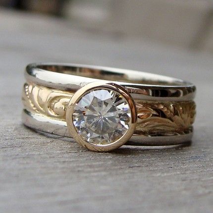 Vintage Zirconia Gold & Silver Ring-Lydieannejewelry