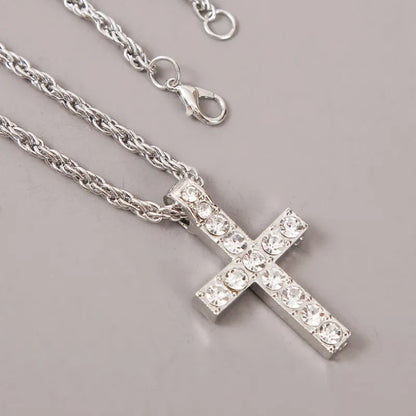 Retro Gold & Silver Cross Pendant Necklace
