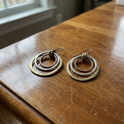 Vintage Gold & Silver Circles Earrings
