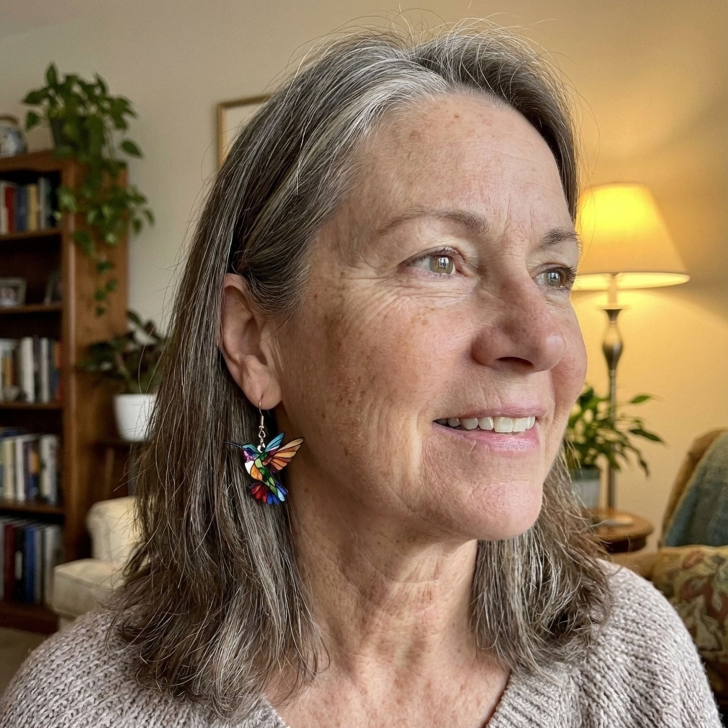 Acrylic Hummingbird Dangle Earrings – Bright 2D Bird Design