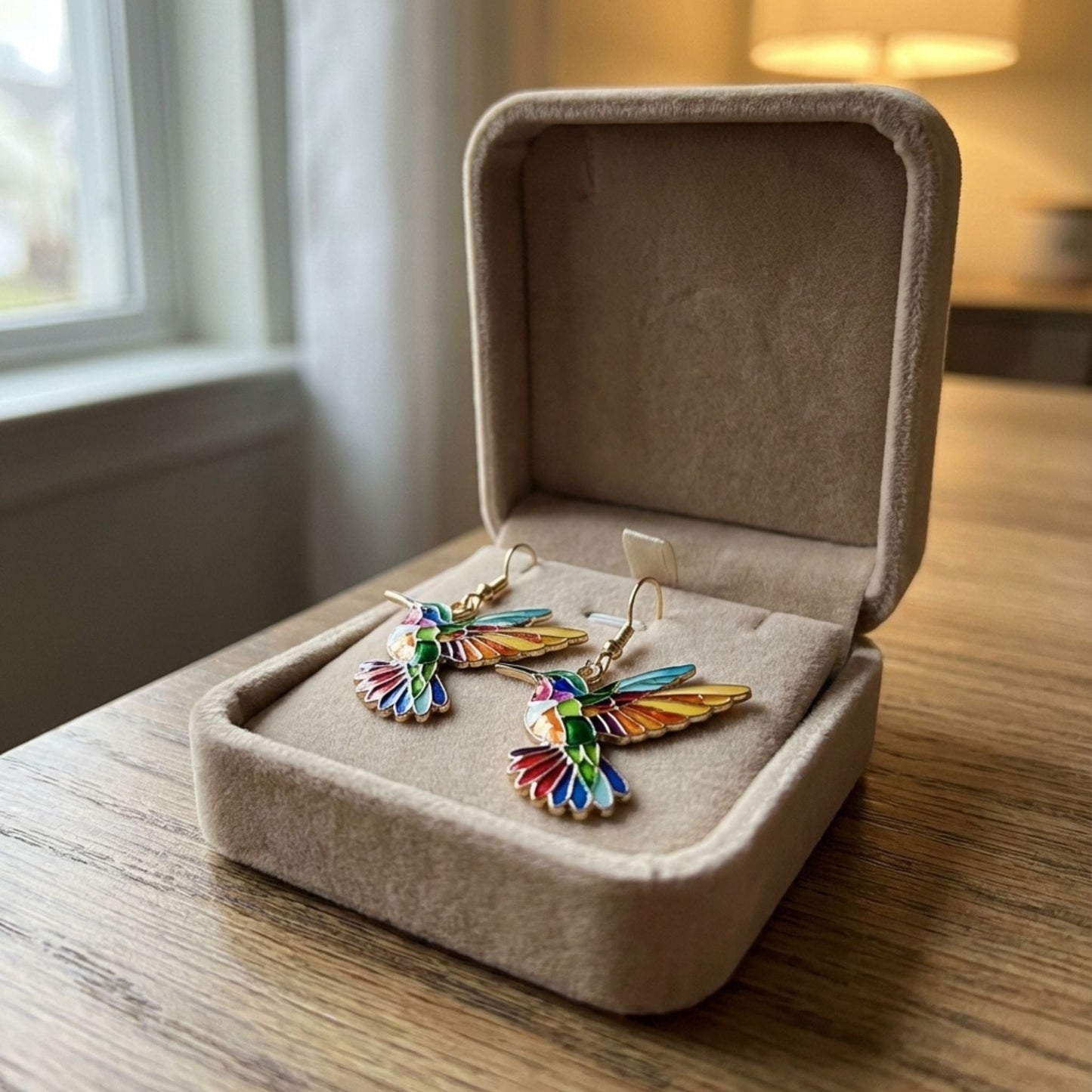 Acrylic Hummingbird Dangle Earrings – Bright 2D Bird Design