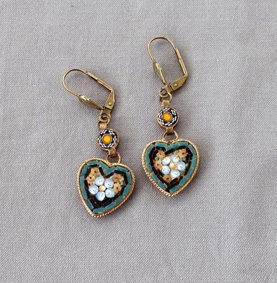 Vintage Heart Flower Earrings-Lydieannejewelry