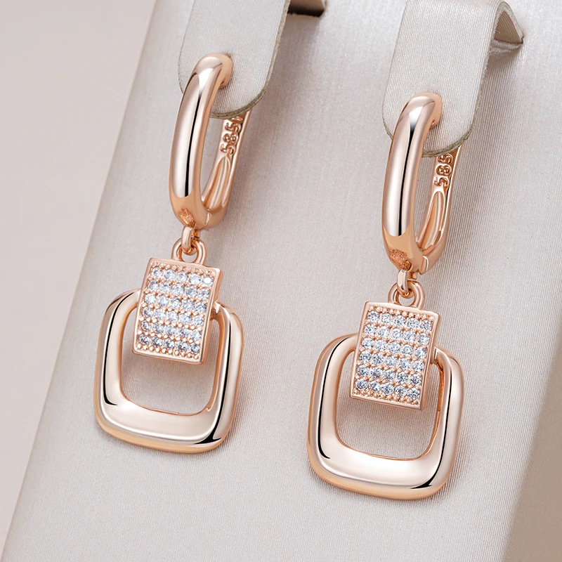 Elegant Bright Square Golden Earrings-Lydieannejewelry