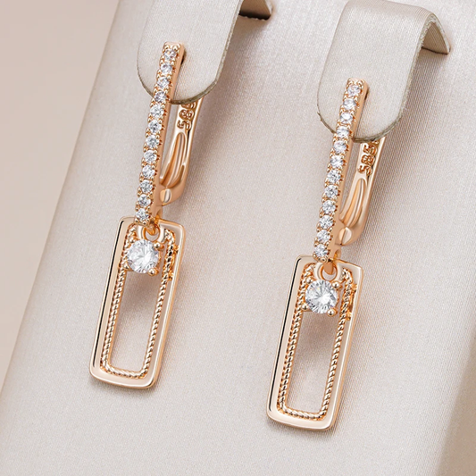 Elegant Bright Rectangular Earrings-Lydieannejewelry
