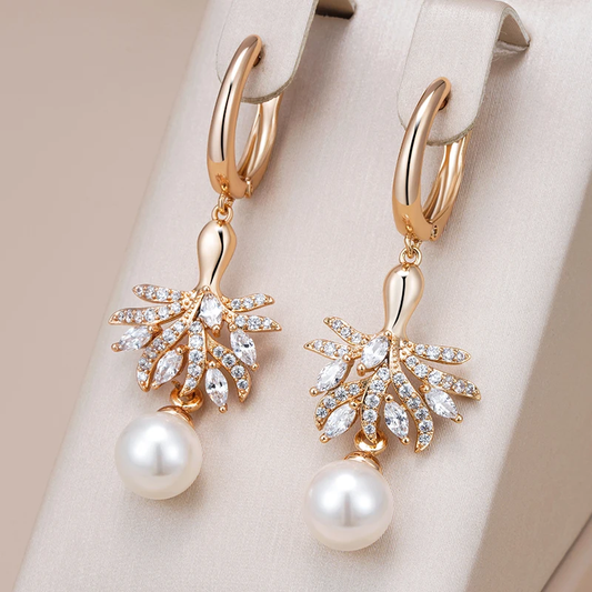 Elegant Pearl & Crystal Earrings-Lydieannejewelry