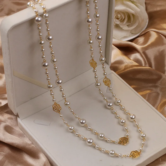 Elegant Gold & Pearl Necklace-Lydieannejewelry