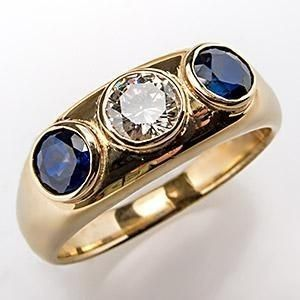 Vintage Blue Inlaid Glass Zirconia Gold Ring-Lydieannejewelry