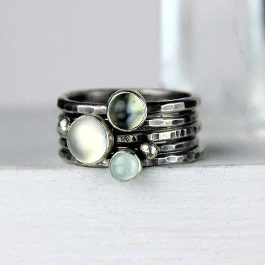Vintage Moonstones Silver Ring-Lydieannejewelry