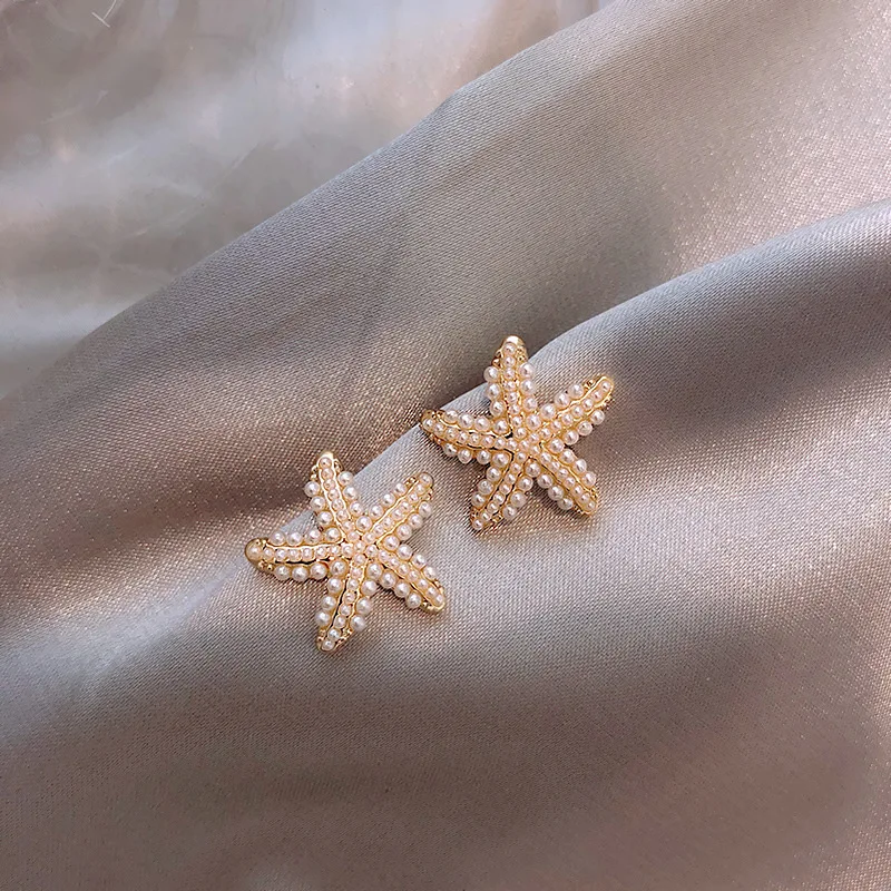 Elegant Starfish Pearl Earrings-Lydieannejewelry