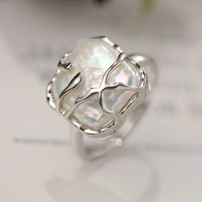 Vintage Pearl Silver Ring-Lydieannejewelry