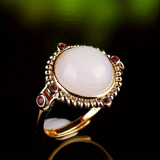 Vintage White Opal Gold Ring-Lydieannejewelry