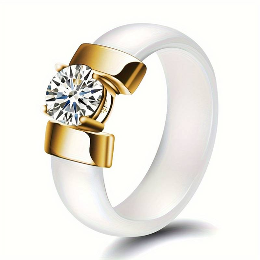 Vintage White Gold Zirconia Ring-Lydieannejewelry