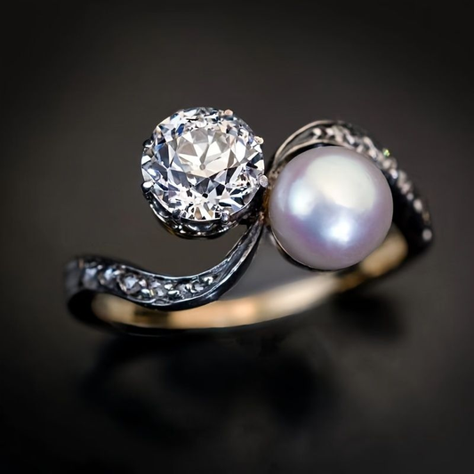 Vintage Pearl & Zirconia Ring