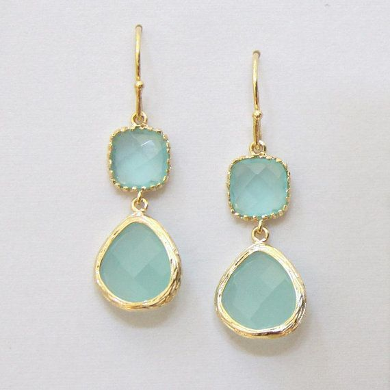 Vintage Turquoise Moonstone Earrings-Lydieannejewelry