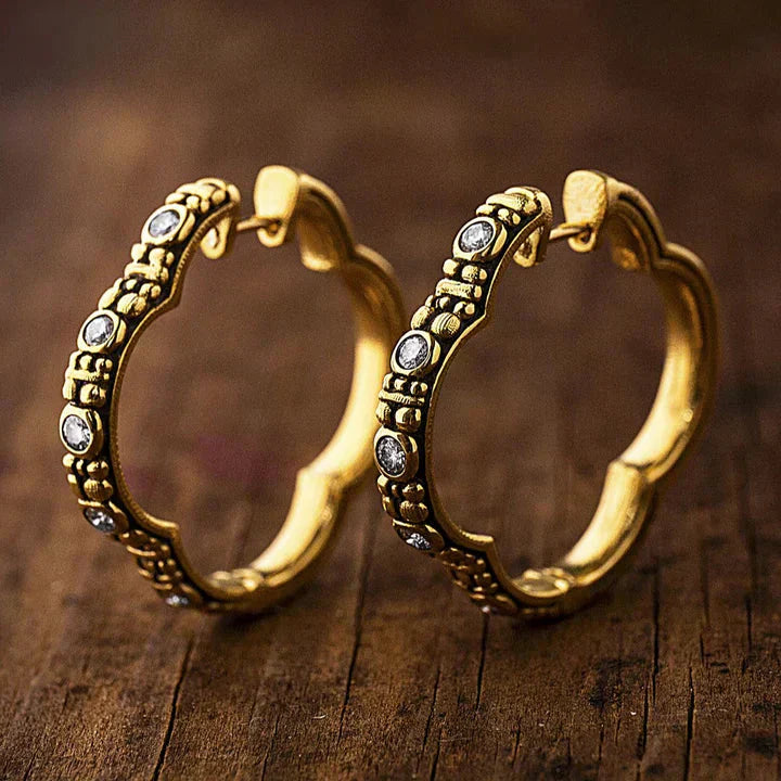 Boho Golden Hoop Earrings-Lydieannejewelry